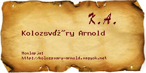 Kolozsváry Arnold névjegykártya