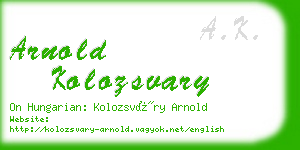 arnold kolozsvary business card